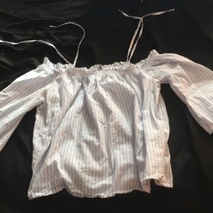 Stripe off the shoulder shirt